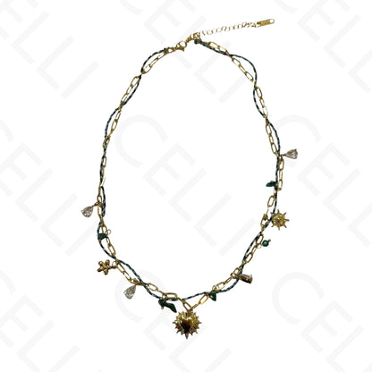 Steel necklace - square with mother-of-pearl