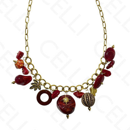 Steel necklace - square with mother-of-pearl