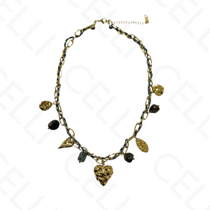 Steel necklace - square with mother-of-pearl