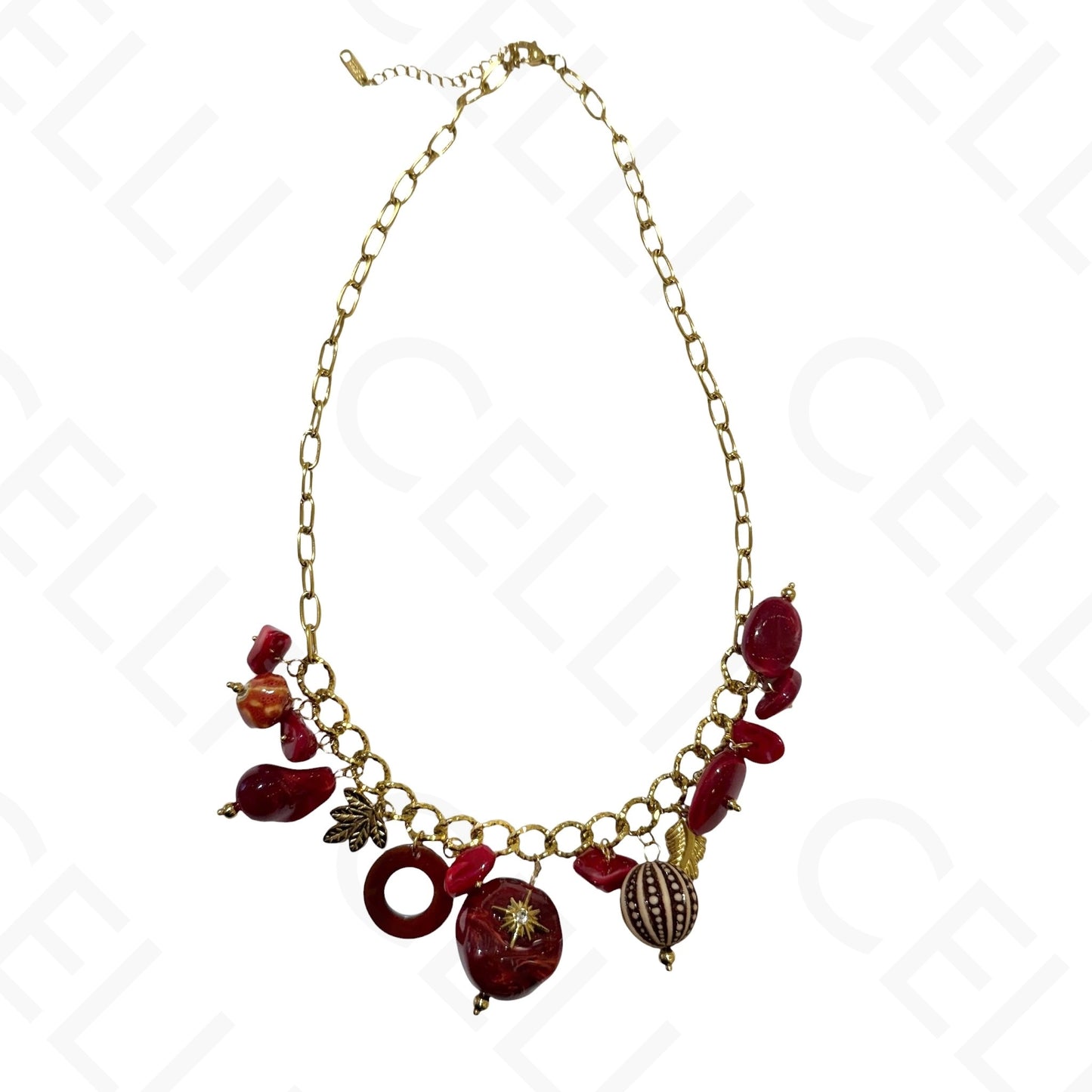 Steel necklace - square with mother-of-pearl