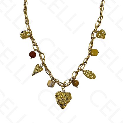 Steel necklace - square with mother-of-pearl