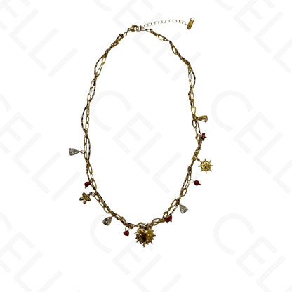 Steel necklace - square with mother-of-pearl