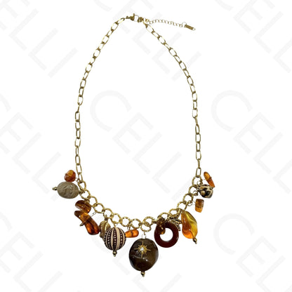 Steel necklace - square with mother-of-pearl