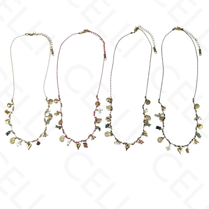 Collar de acero - hilo con múltiples colgantes, corazón