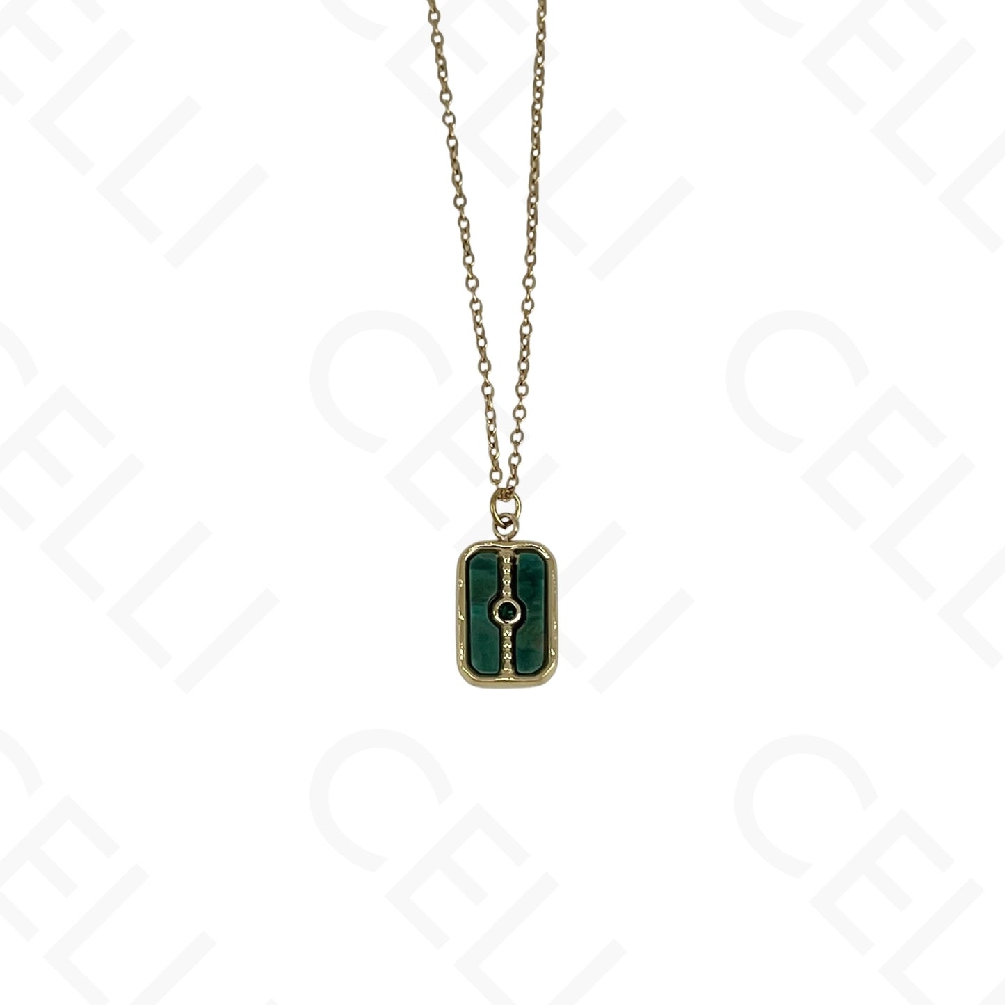 Colar de aço - pedra natural rectangular