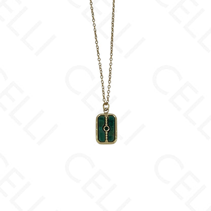 Colar de aço - pedra natural rectangular