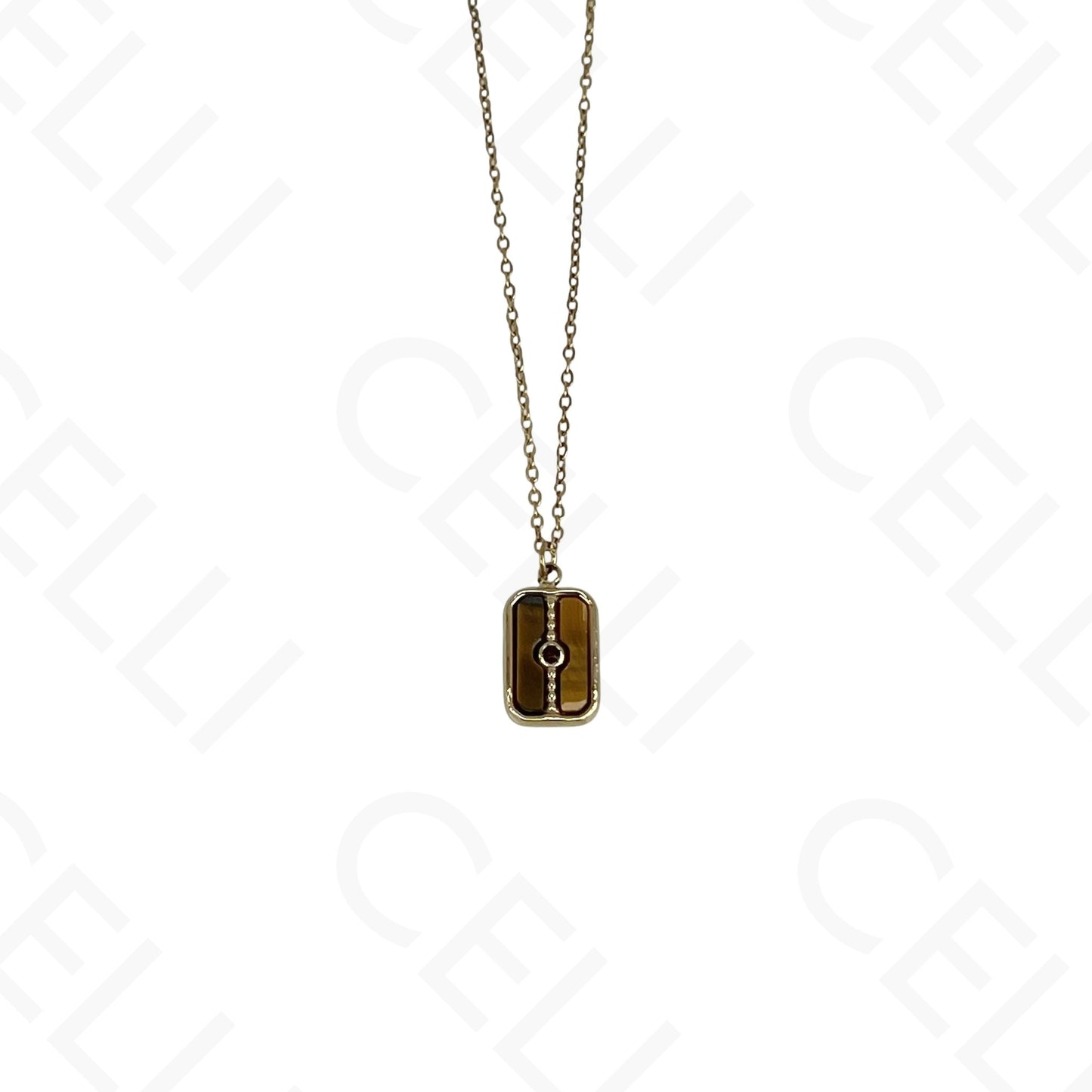 Colar de aço - pedra natural rectangular