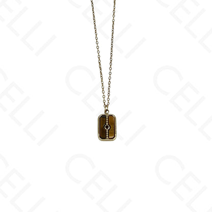 Colar de aço - pedra natural rectangular