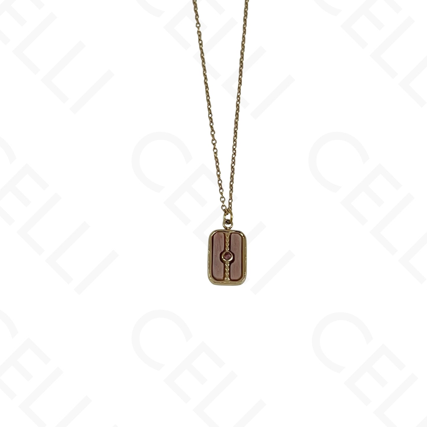 Colar de aço - pedra natural rectangular