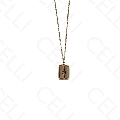Colar de aço - pedra natural rectangular
