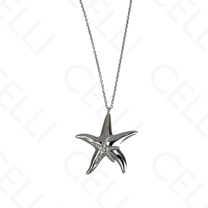 Collar de acero - estrella de mar con brillantes