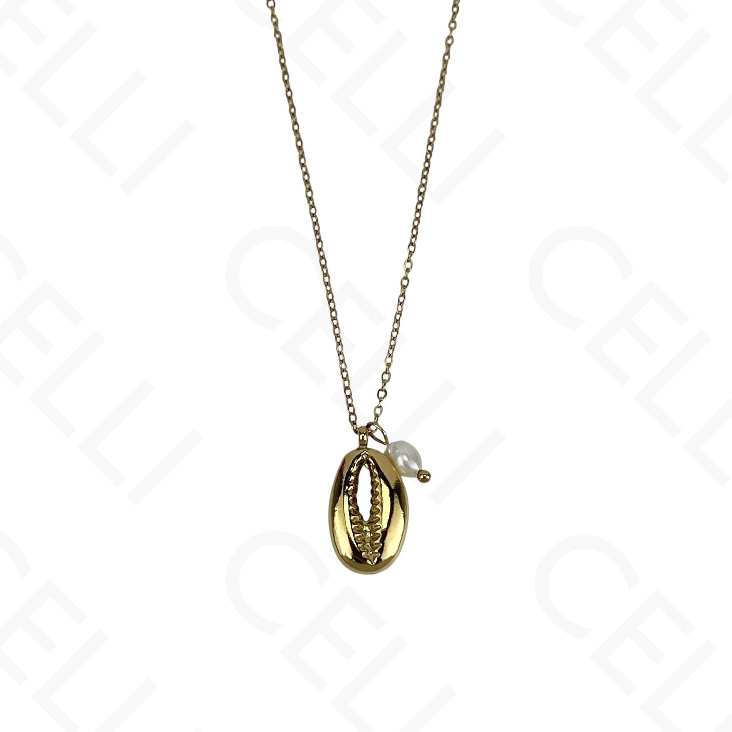 Collar de acero - concha y perla