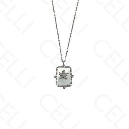Collar de acero - madreperla y estrella de mar