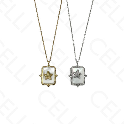 Collar de acero - madreperla y estrella de mar