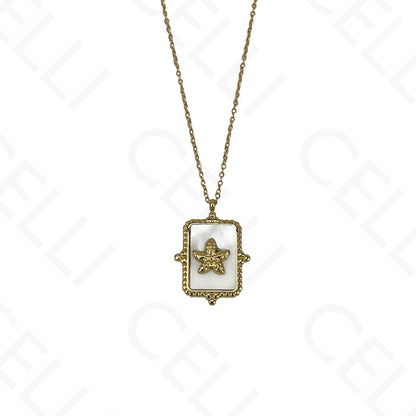 Collar de acero - madreperla y estrella de mar