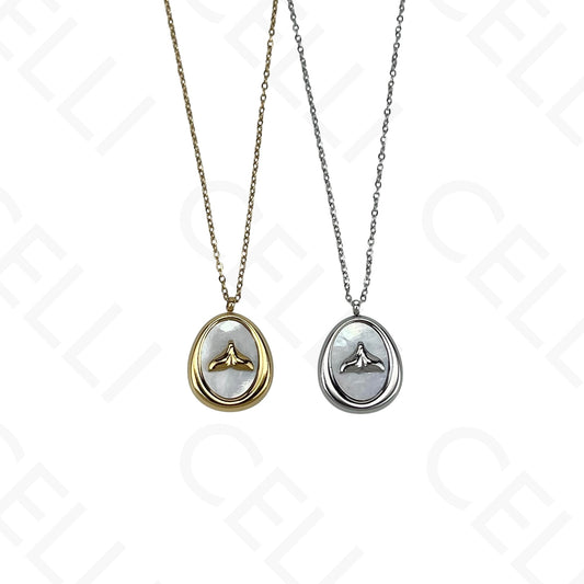 Enamelled mermaid tail stainless steel necklace
