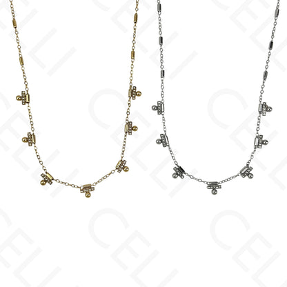 Steel Necklace - Beads with Rhinestones