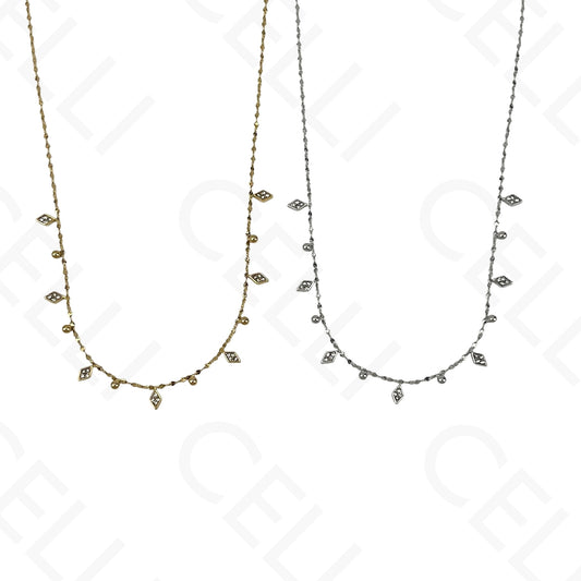 Collar de acero - mini rombo con brillantes