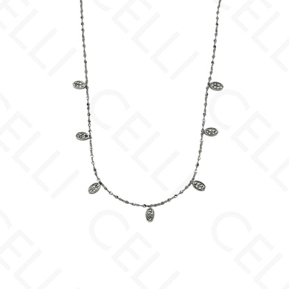 Steel Necklace - Mini Oval with Rhinestones