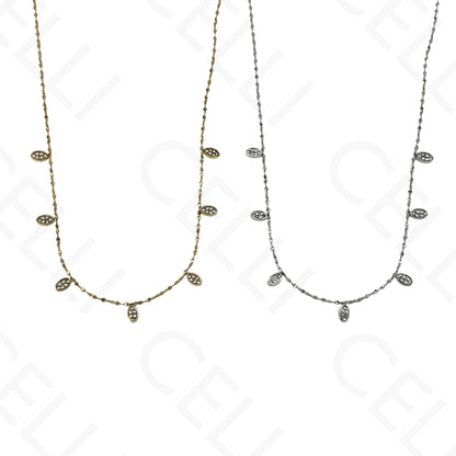 Steel Necklace - Mini Oval with Rhinestones