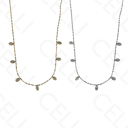 Collar de acero - mini ovalado con brillantes