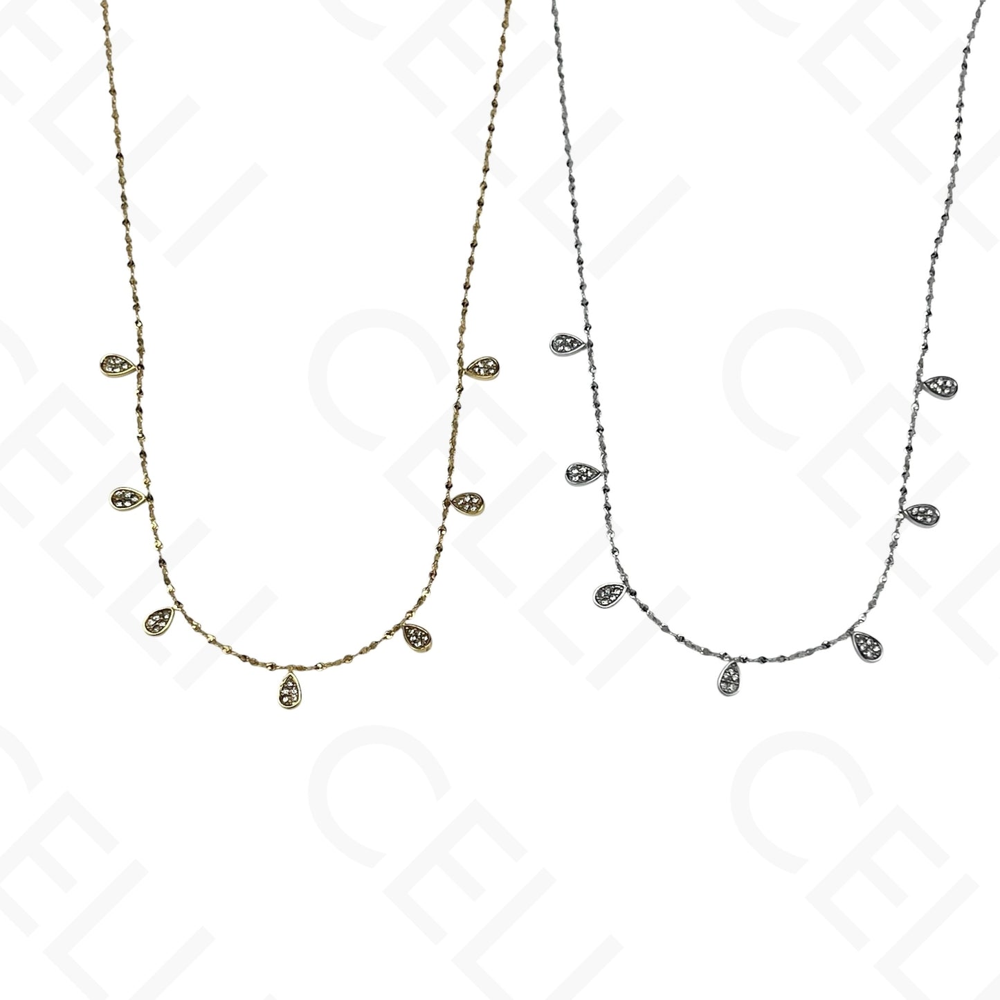 Steel Necklace - Mini Drop with Rhinestones