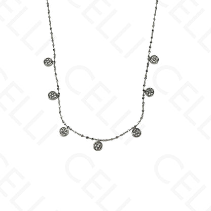 Steel Necklace - Mini Circles with Rhinestones