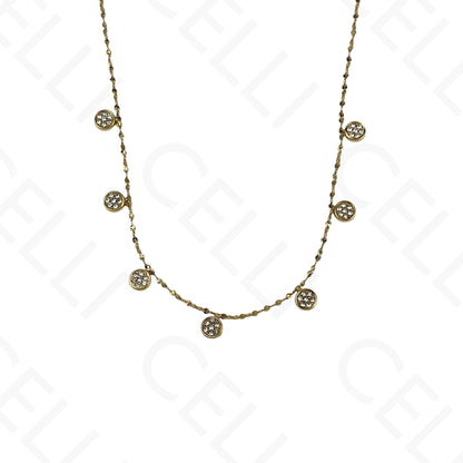 Steel Necklace - Mini Circles with Rhinestones