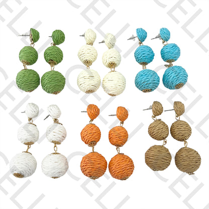 Fashion Earrings with straw/paper