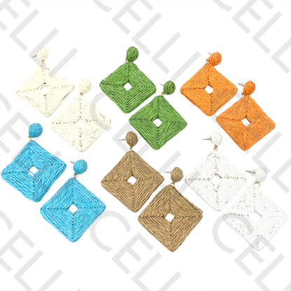 Fashion Earrings with straw/paper