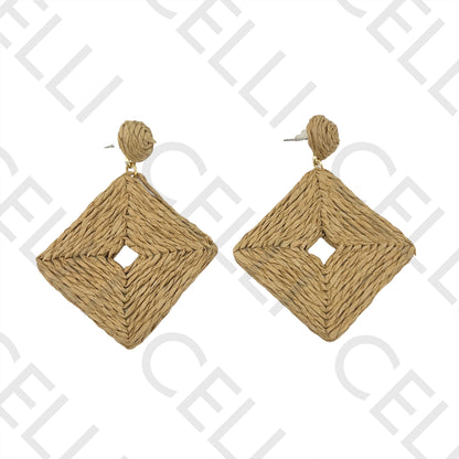 Fashion Earrings with straw/paper