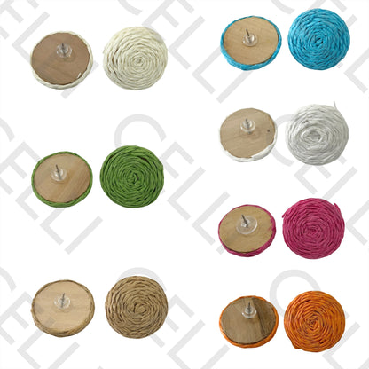 Brinco de Moda com palha e madeira