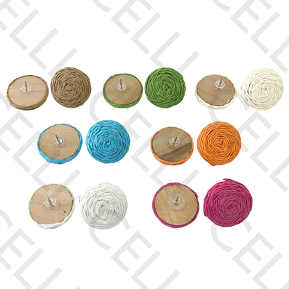 Brinco de Moda com palha e madeira