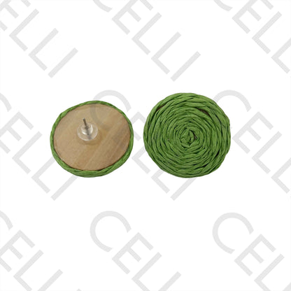 Brinco de Moda com palha e madeira