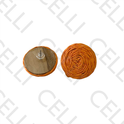 Brinco de Moda com palha e madeira