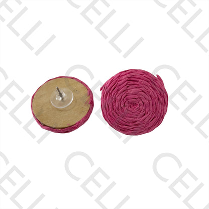 Brinco de Moda com palha e madeira