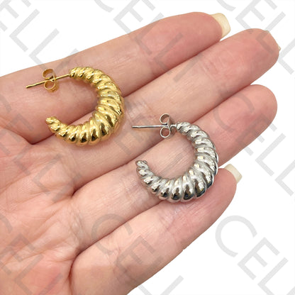 Brinco de Aço - torcido croissant grosso