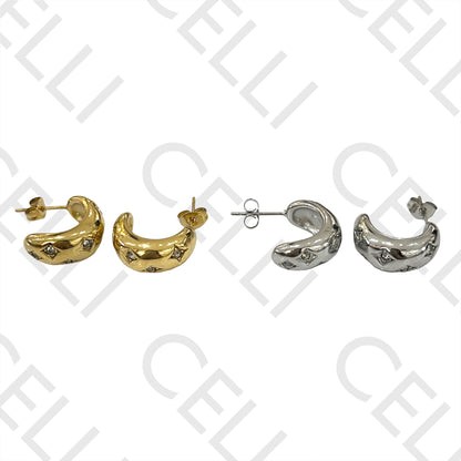 钢制耳环 - 带有闪亮星星