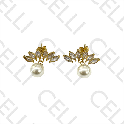Steel Earring - Brilliant and Pearl