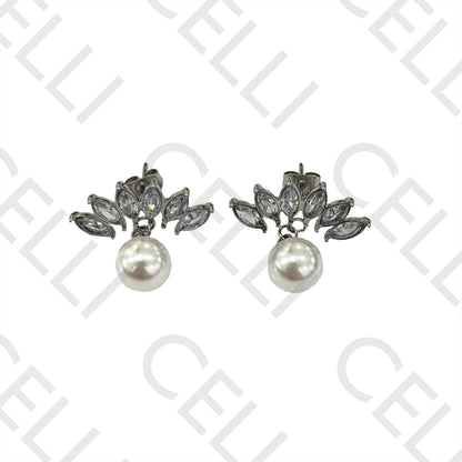 Steel Earring - Brilliant and Pearl