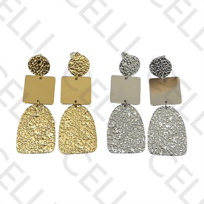 Brinco de Aço - detalhado martelado (e tipo espelho)