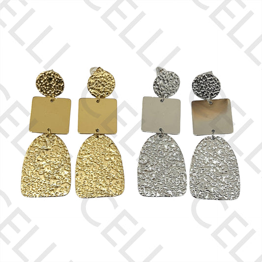 钢耳环 - 锤纹细节（和镜面款）