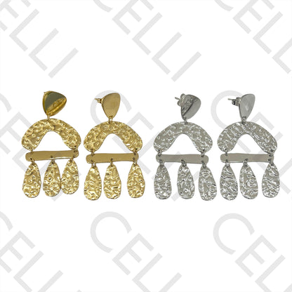 Brinco de Aço - detalhado martelado (e tipo espelho)