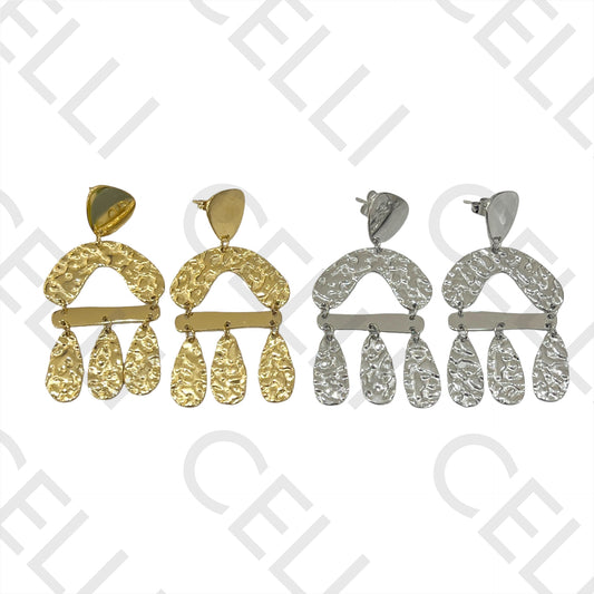 不锈钢耳环 - 细节锤纹（和镜面类型）