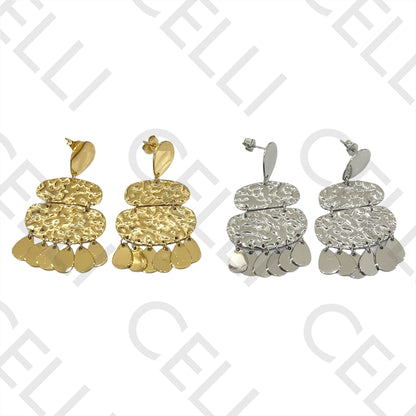 Brinco de Aço - detalhado martelado (e tipo espelho)