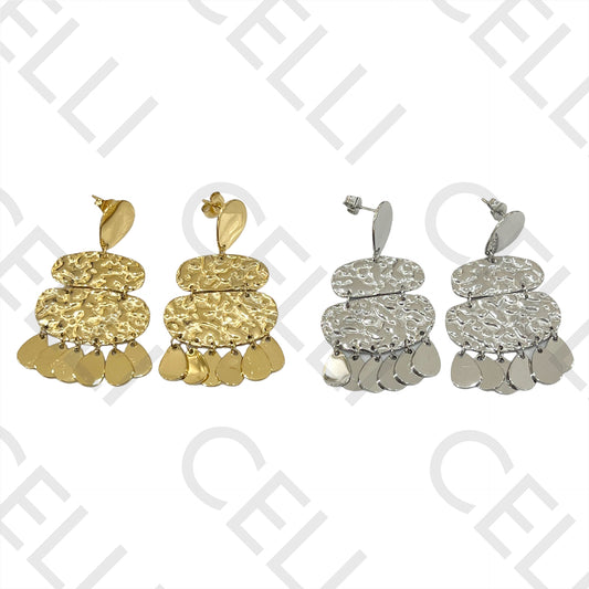 钢耳环 - 锤纹细节（和镜面款）