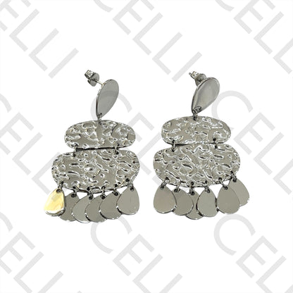 Brinco de Aço - detalhado martelado (e tipo espelho)