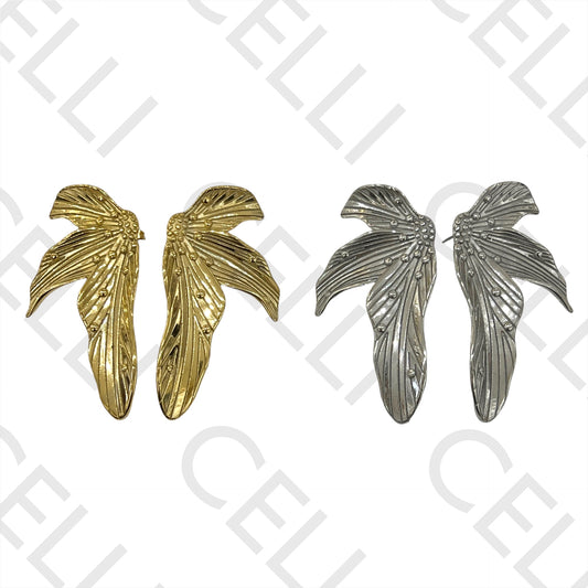 钢制耳环 - 细节花朵