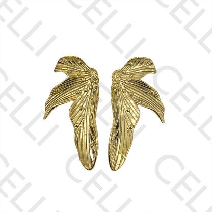 钢制耳环 - 细节花朵