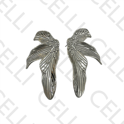 钢制耳环 - 细节花朵